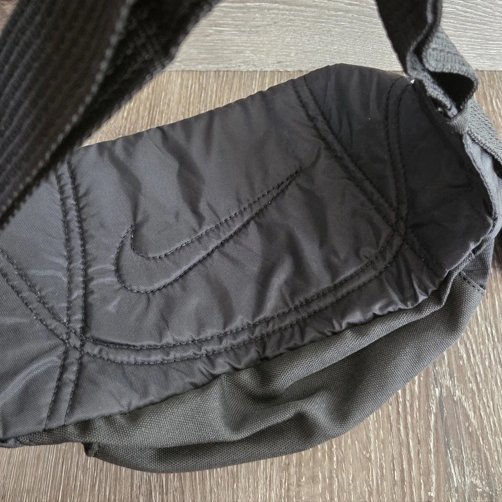 Nike Black Waist Bag with White Swoosh and Reflective Trim